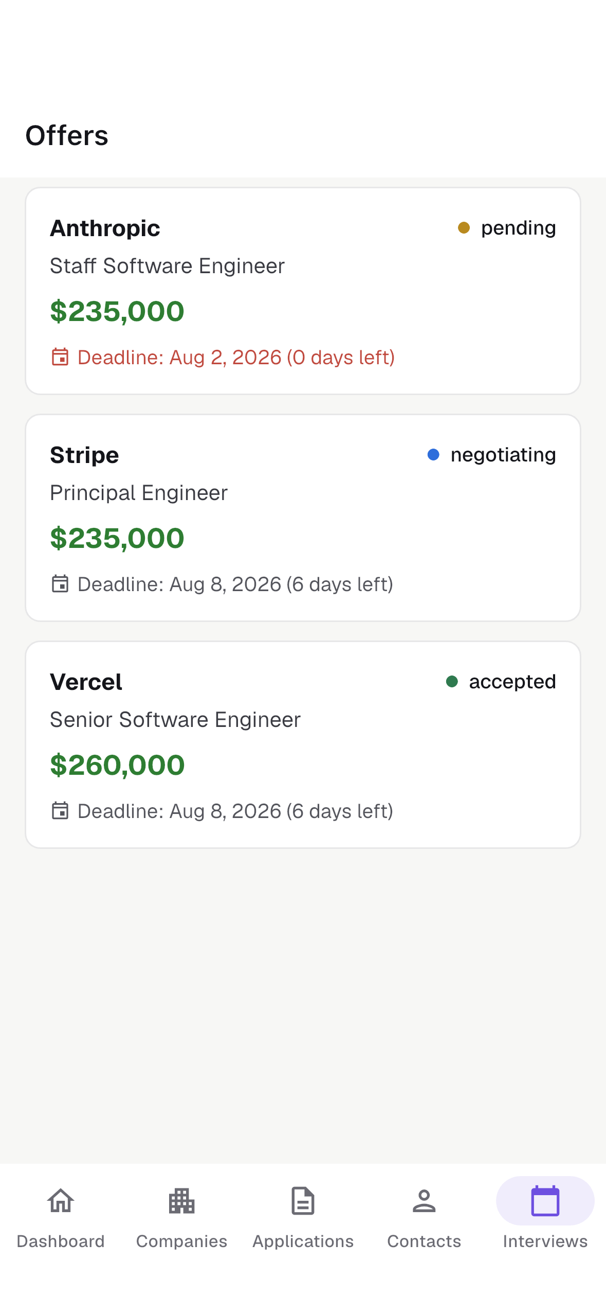 JobMap on Android — offers, light theme